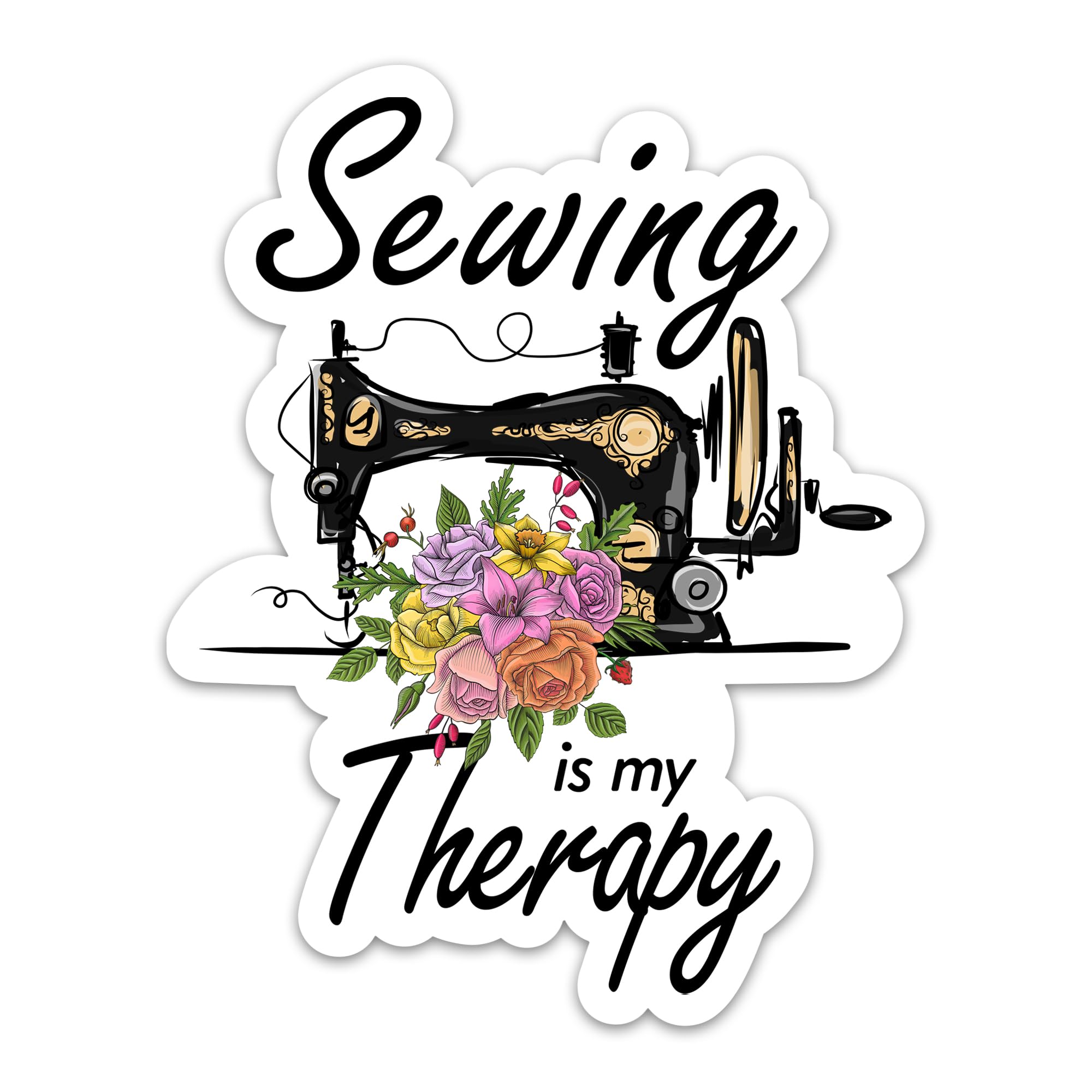 (3PCs) Sewing is My Therapy Sticker, Sewist Crafting Handmade Sticker, Stitching Tailoring Waterproof Vinyl Stickers for Laptop Tumbler Notebook,