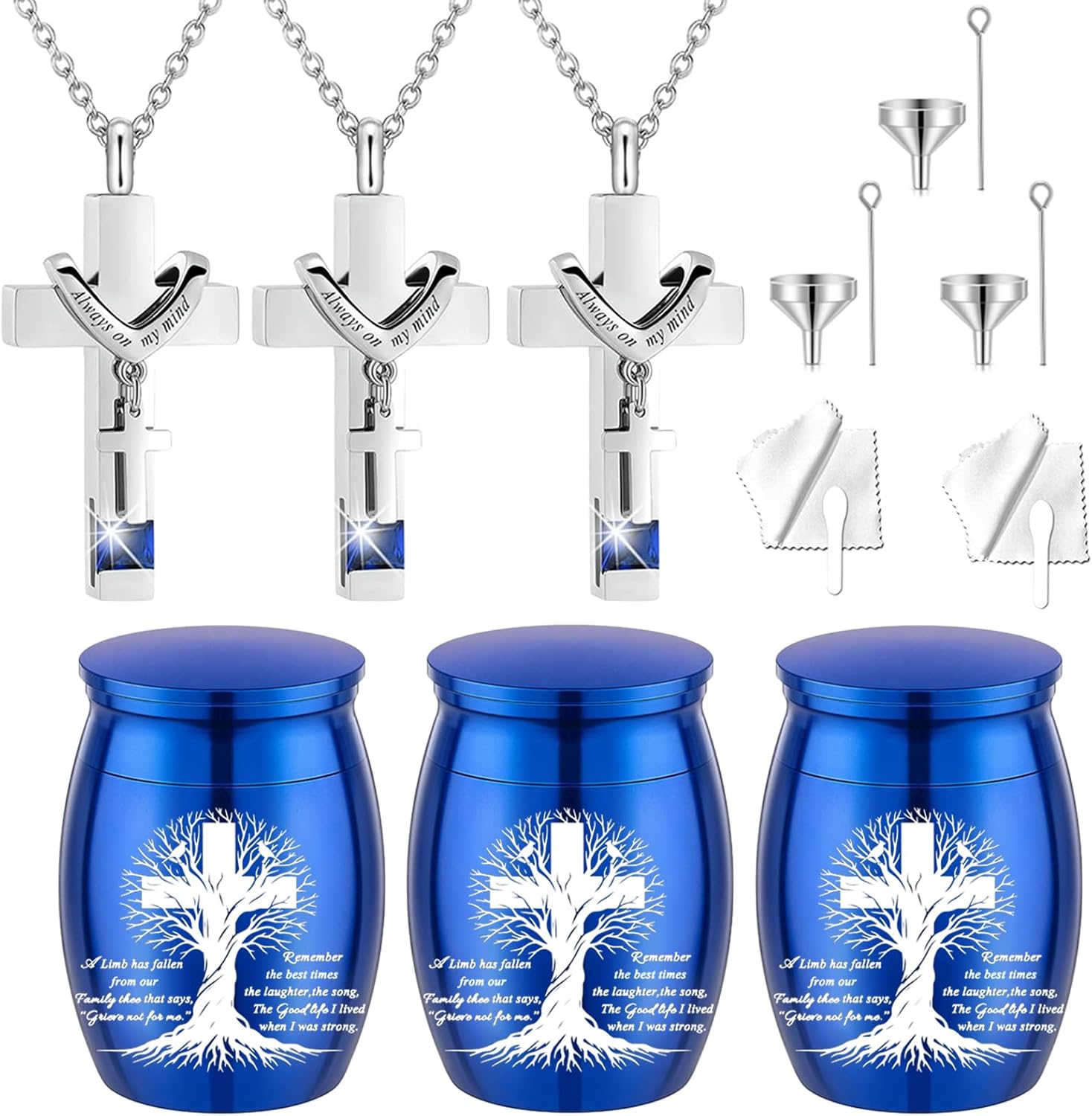 6 Pcs Cremation Cross Urn Necklace for Ashes Cremation jewelry Small Cremation Keepsake Urn Sharing Urns with Necklace pendant Urn