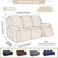 Vista 6 de TAOCOCO Fundas para sofá reclinable, 8 piezas, fundas elásticas para sofá grande de 3 asientos, fundas reclinables, protector de muebles