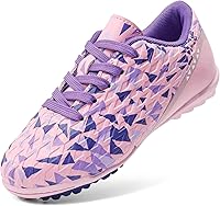DREAMPAIRS Boys Girls Turf Indoor Soccer Cleats - Lace-Up Shoes with Superior Grip & Ball Control for Kids