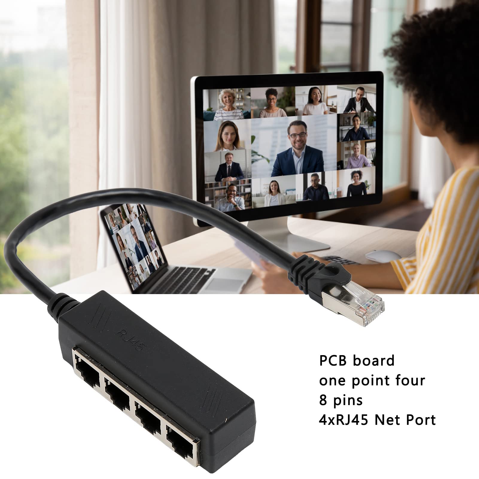 Câble Répartiteur Ethernet RJ45 1 Vers 4 - Adaptateur Réseau Haute Performance, Séparateur LAN Stable En ABS Avec PCB Doré