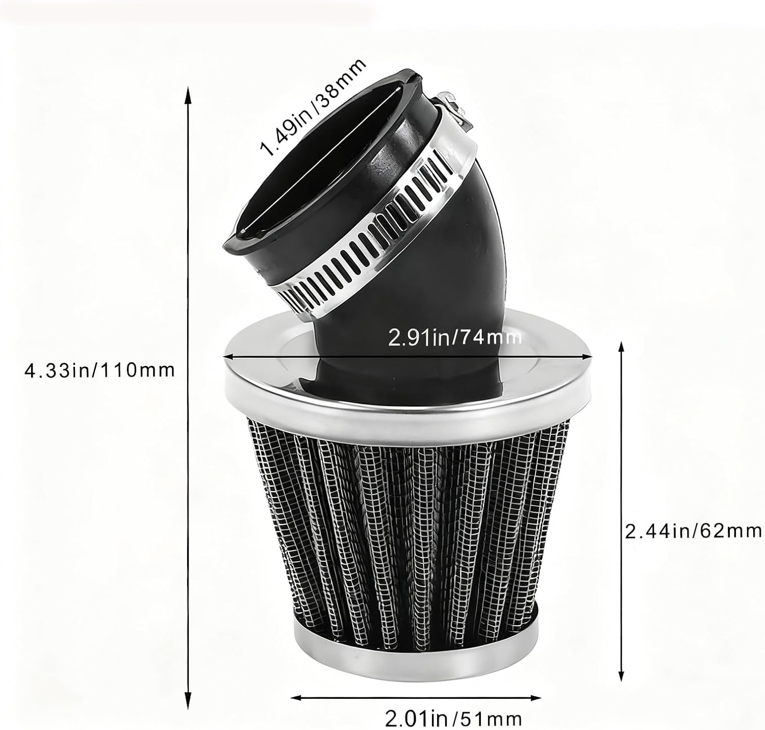 4PCS 38mm Air Filter Kit with 4 Fuel Filters, Air Intake Filter for Universal Carburetors, Fits 50cc to 150cc Engines