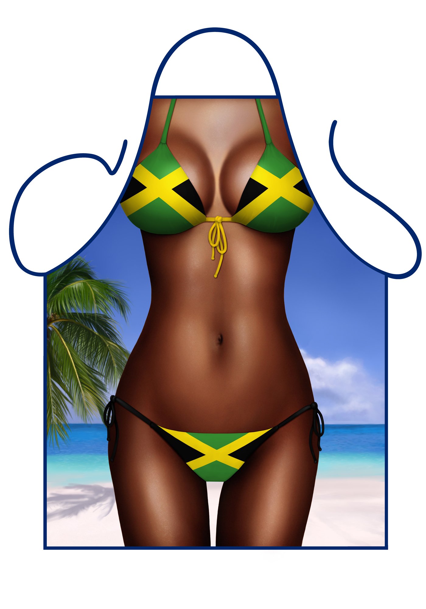 Iconic Aprons Jamaica Flag Bikini Apron, Polyester, Multi-Colour, 79 x 56 x 0.1 cm