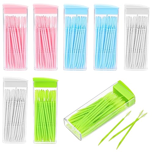 400pcs palillos de dientes de doble cabeza 50 unidscaja de hilo dental herramienta de limpieza de dientes palillo de dientes interdental cepillo