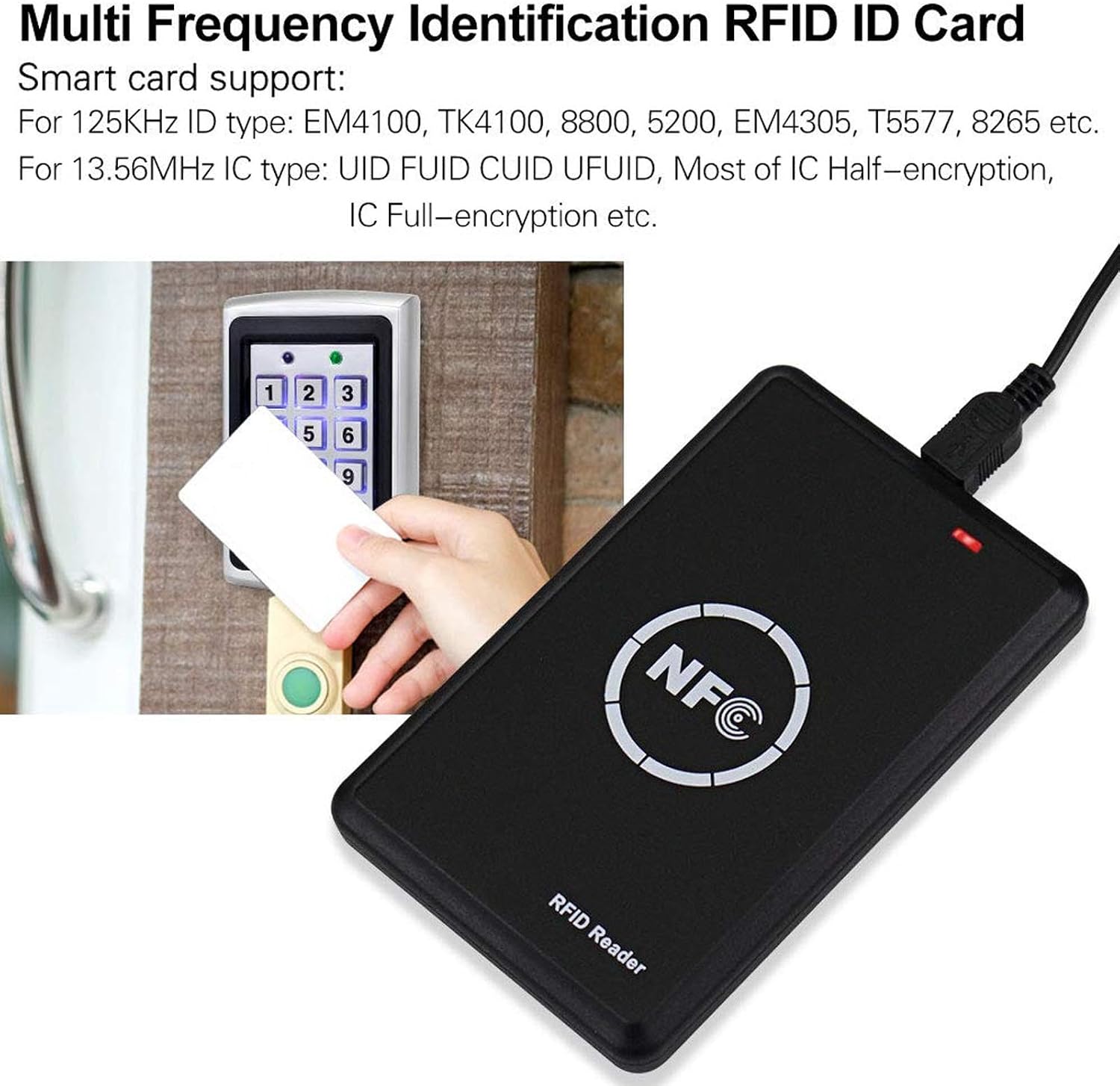 RFID Reader Writer, 125kHz 13.56MHz NFC Card Programmer