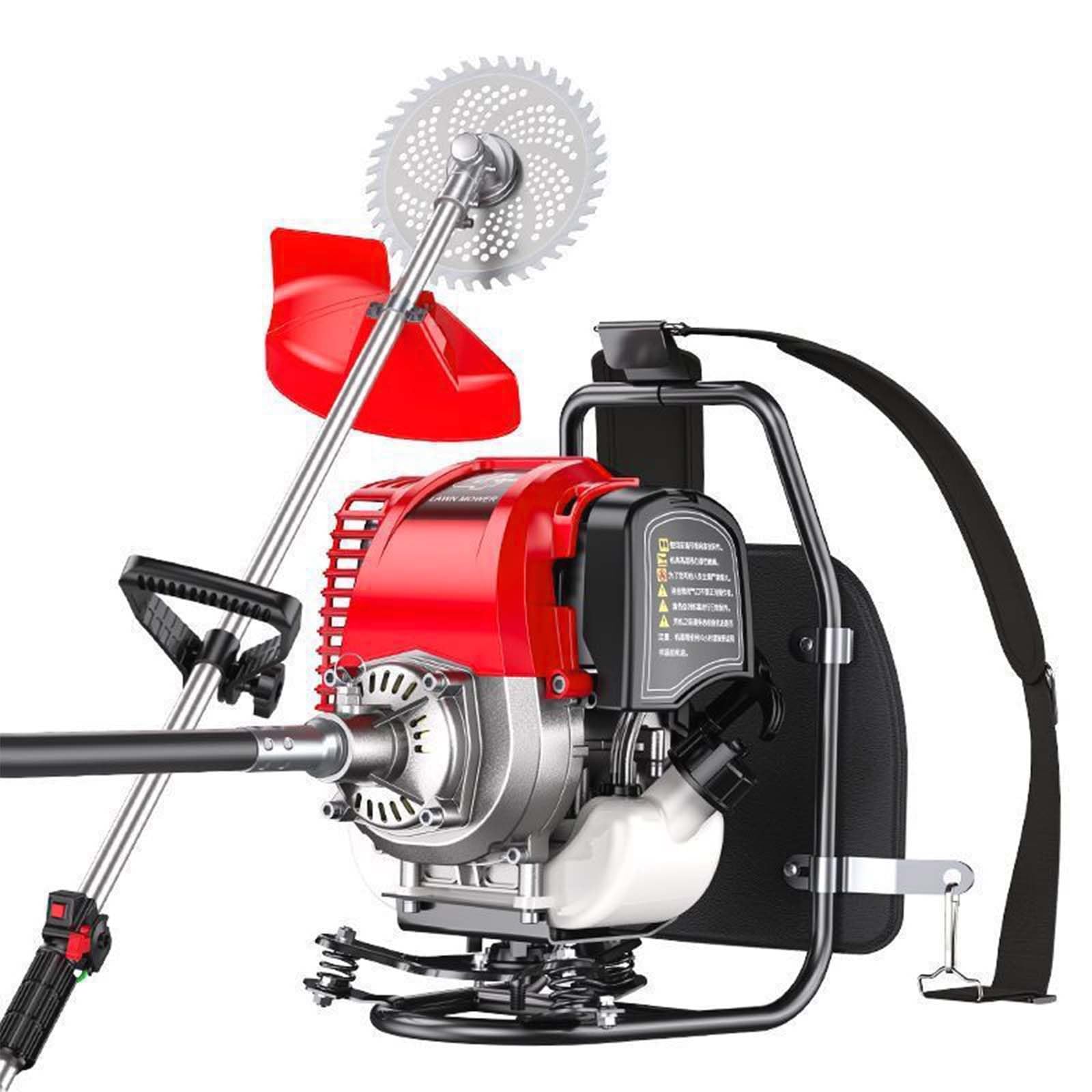Cortacésped De Mochila A Gasolina 1.4HP 4 Tiempos con Funciones Desbrozadora Y Motocultor, 35.8CC Herramienta Multifunción Jardín para Granja, Deshierbe Cosecha Limpieza