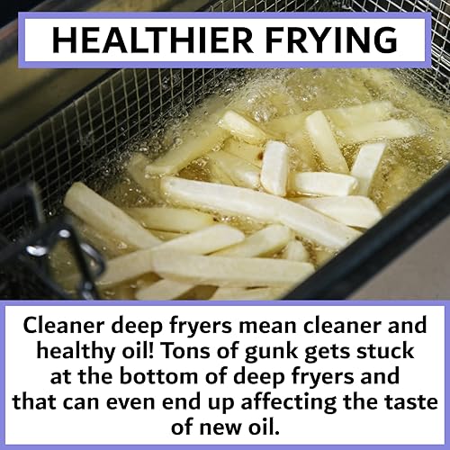 Miniatura 5 de FryOilSaver Co B53C cepillo de limpieza para freidora en forma de L limpiador de bobinas de freidora de alta temperatura mango largo cerdas de metal