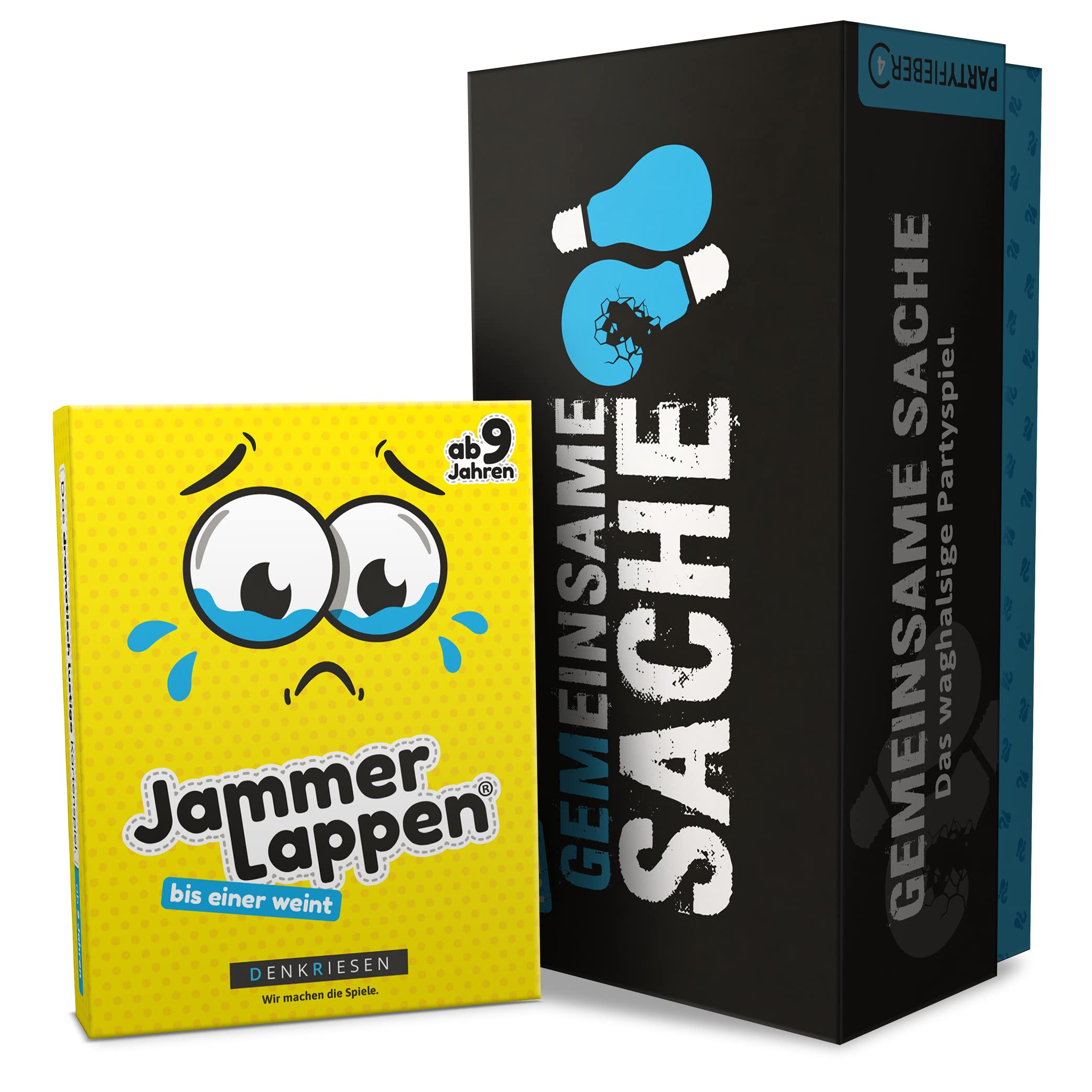 DENKRIESEN - Party Pack – PARTYFIEBER GEMEINSAME Sache + JAMMERLAPPEN | Lustige Partyspiele ab 12 | Witziges Kartenspiel für Spieleabende | Perfekte Geschenkidee für Freunde & Familie