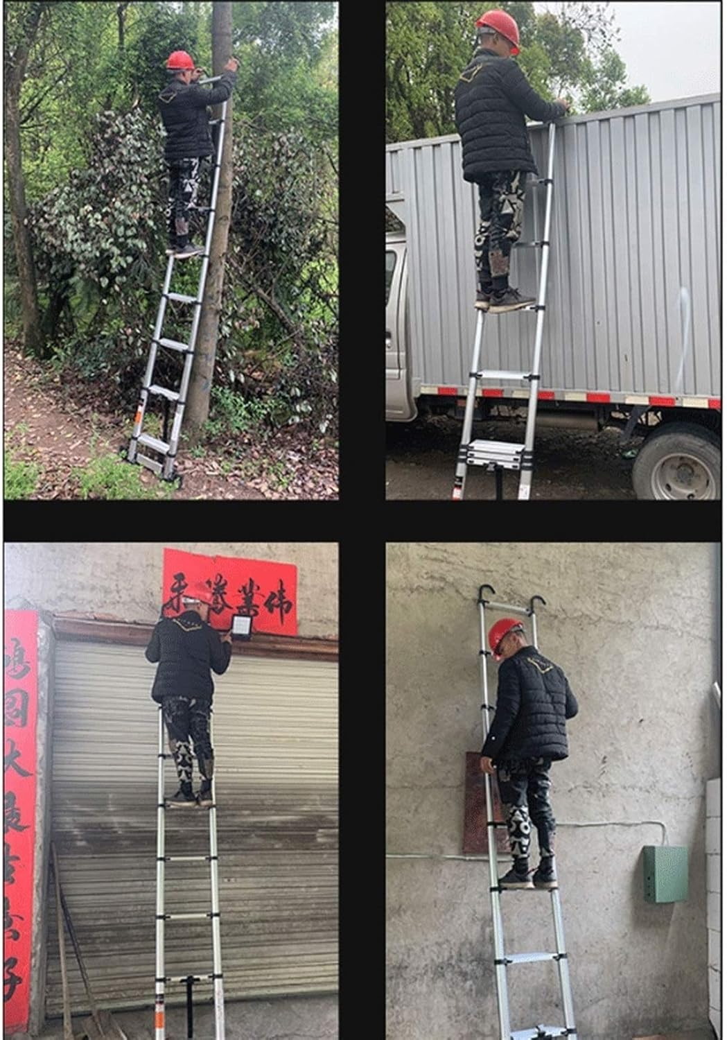 Telescoping Extension Ladder, Telescoping Ladder Folding Telescoping Ladder 23 FT One Button Retraction Aluminum Telescopic Extension Ladder Portable Heavy Duty Multi-Purpose with