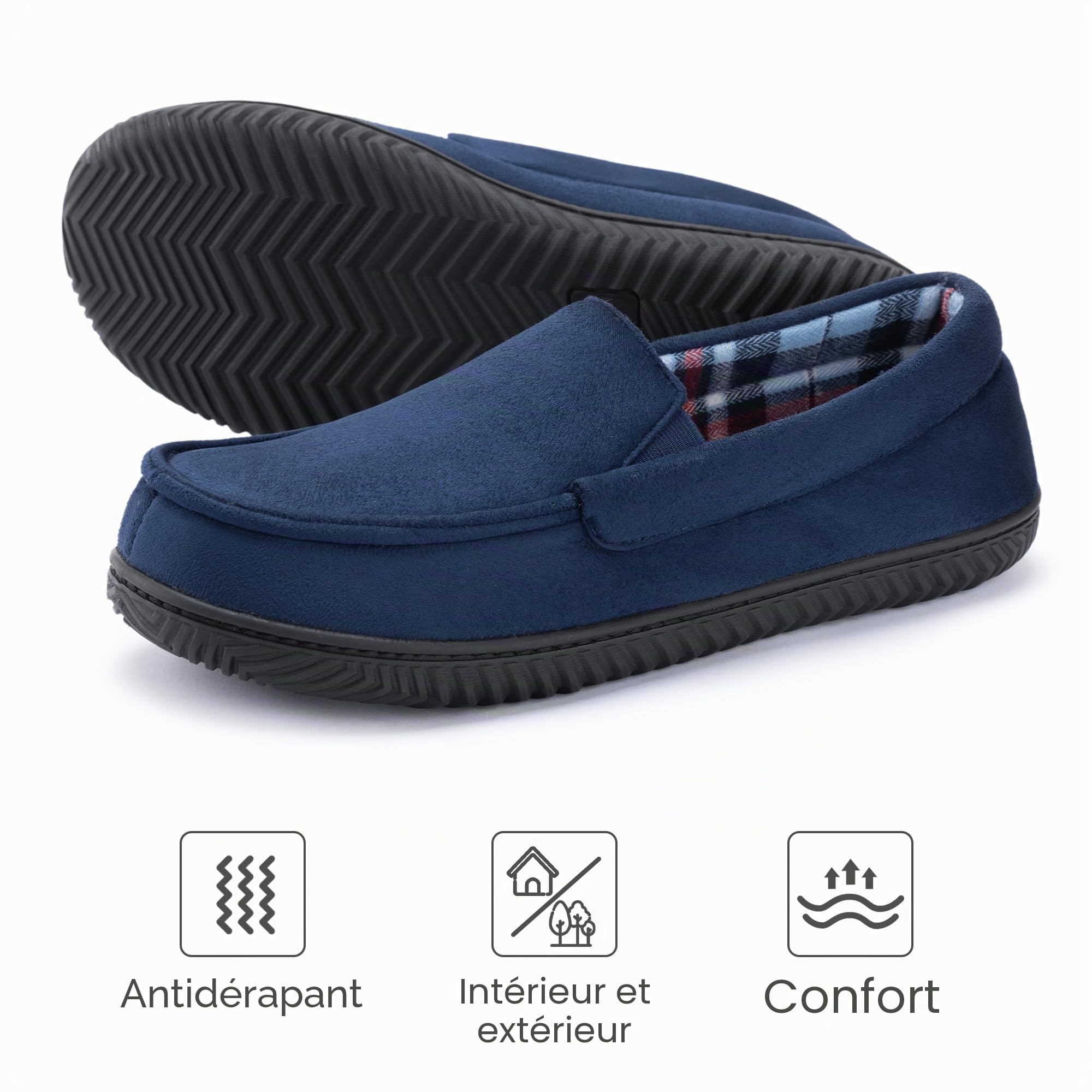 RockDove Chausson Mocassin Doublé en Flanelle pour Hommes