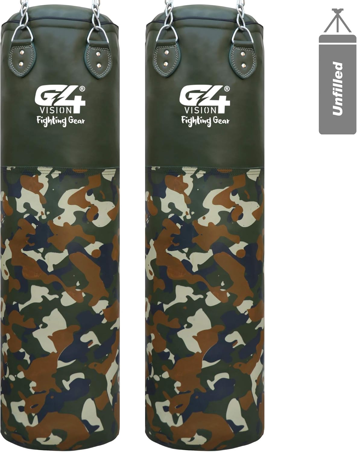 G4 Vision Camo Leather Cowhide Punch Bag Punching Kick Boxing Gloves Punchbag Heavy Bags MMA 4ft