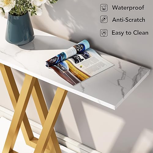 Miniatura 6 de Tribesigns Mesa de consola mesa de pasillo industrial para entrada mesas de entrada de 43 pulgadas mesa de sofá estrecha para sala de estar marco de