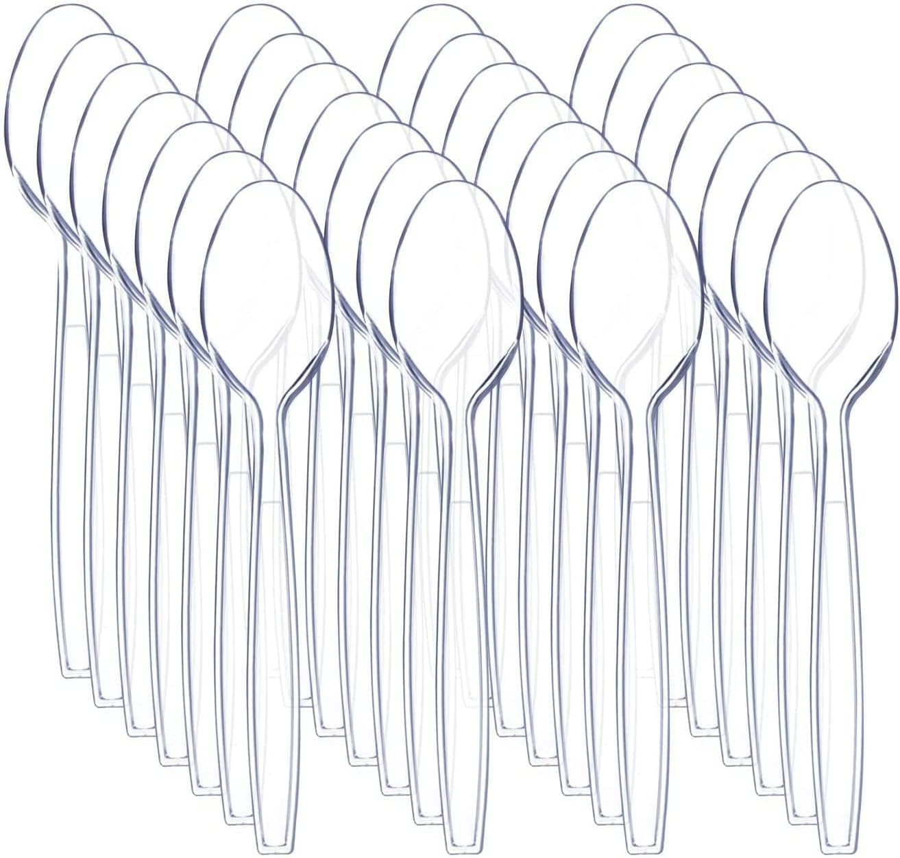 Heavy DutyPack of 50 Clear Reusable and Washable Spoons Clear Spoons