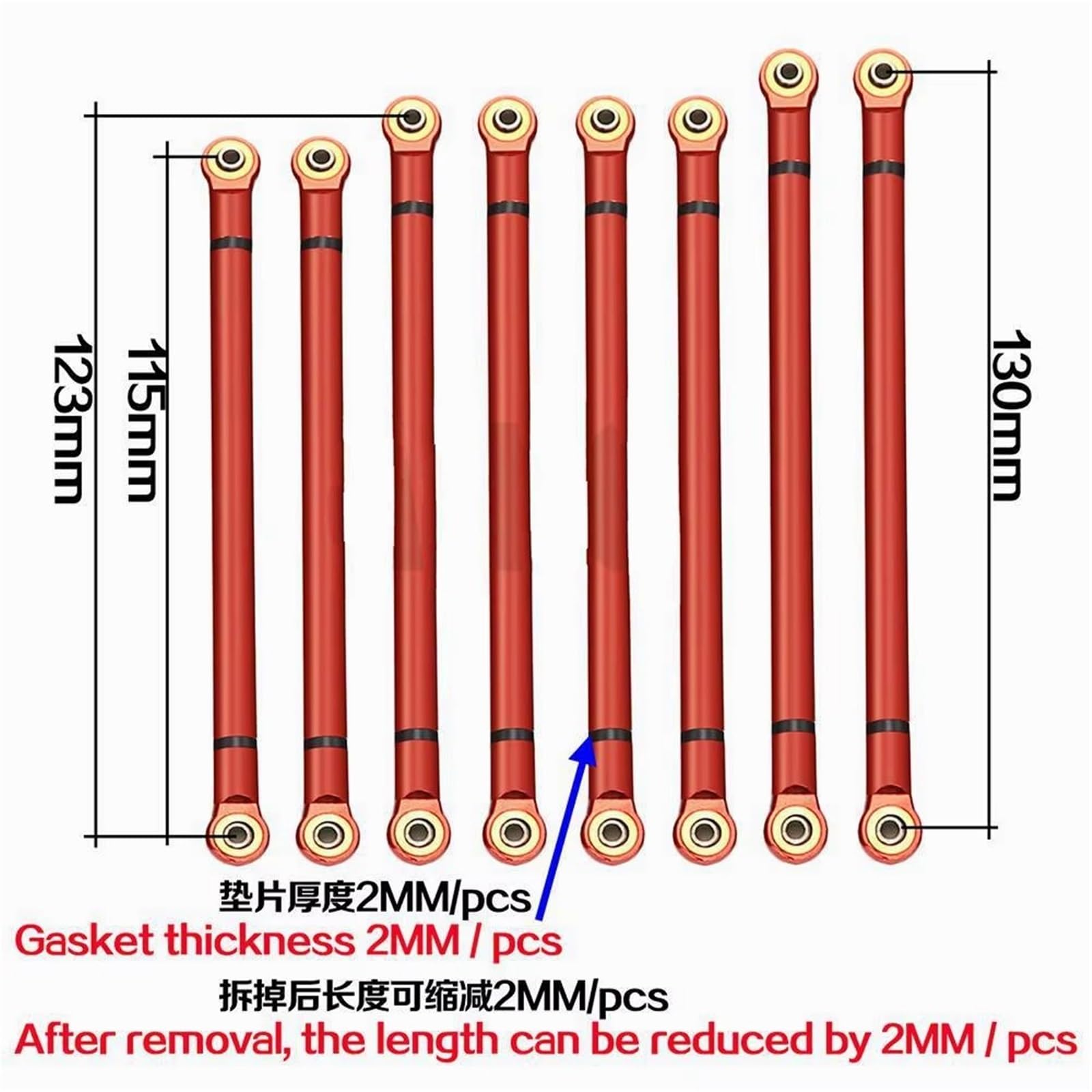 MIXVZARF RC Upgrade Accessories for Axial for SCX10 1/10 Chassis Metal RC Link Rod Linkage Set 313MM Wheelbase RC Crawler Car Parts Decoration Modification Accessories(Red)
