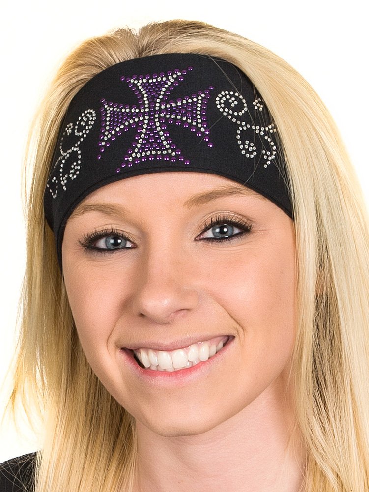 Open Road Girl Hair Bandana: Wide Headbands for Women: Biker Chick Head Wrap: Biker Cross