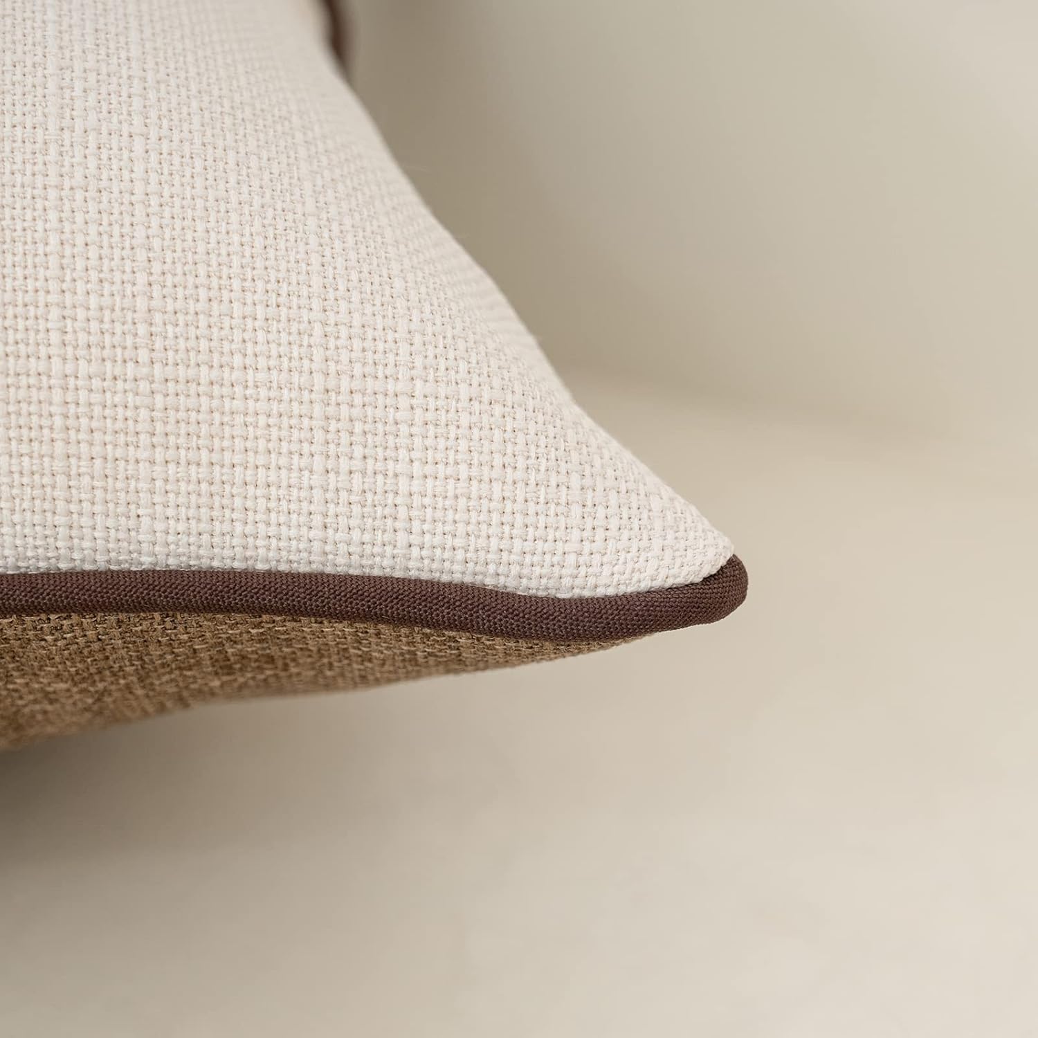 Yangest Patchwork Pillow Cover 12x20 Inch Luxury Cotton and Linen Cushion Cover Rectangle Pillowcover for Couch Bedroom Living Room,Brown - Image 4