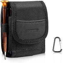 AMZER Vertical Cell Phone Pouch Nylon Belt Holster Case Compatible with 7 Inch Flip Phones, Durable Carrying Cover with Belt Clip & Loop Black