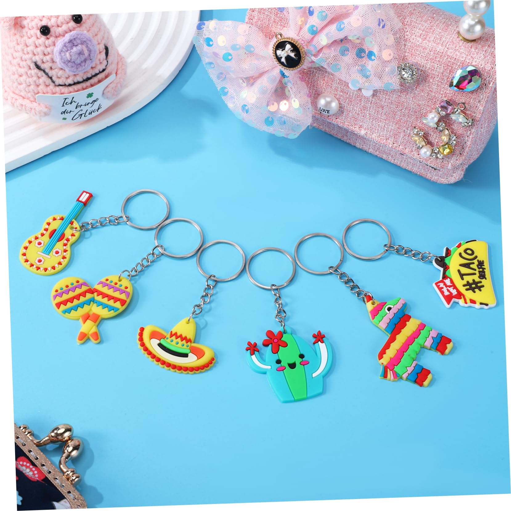 BESPORTBLE Catta Catta Catto Bag Chinms Divertente Keychain Accessori Portachiavi Catene Bomboniere Per Feste Decorazione Del Portachiavi Del Festival Keyring Carino Pvc