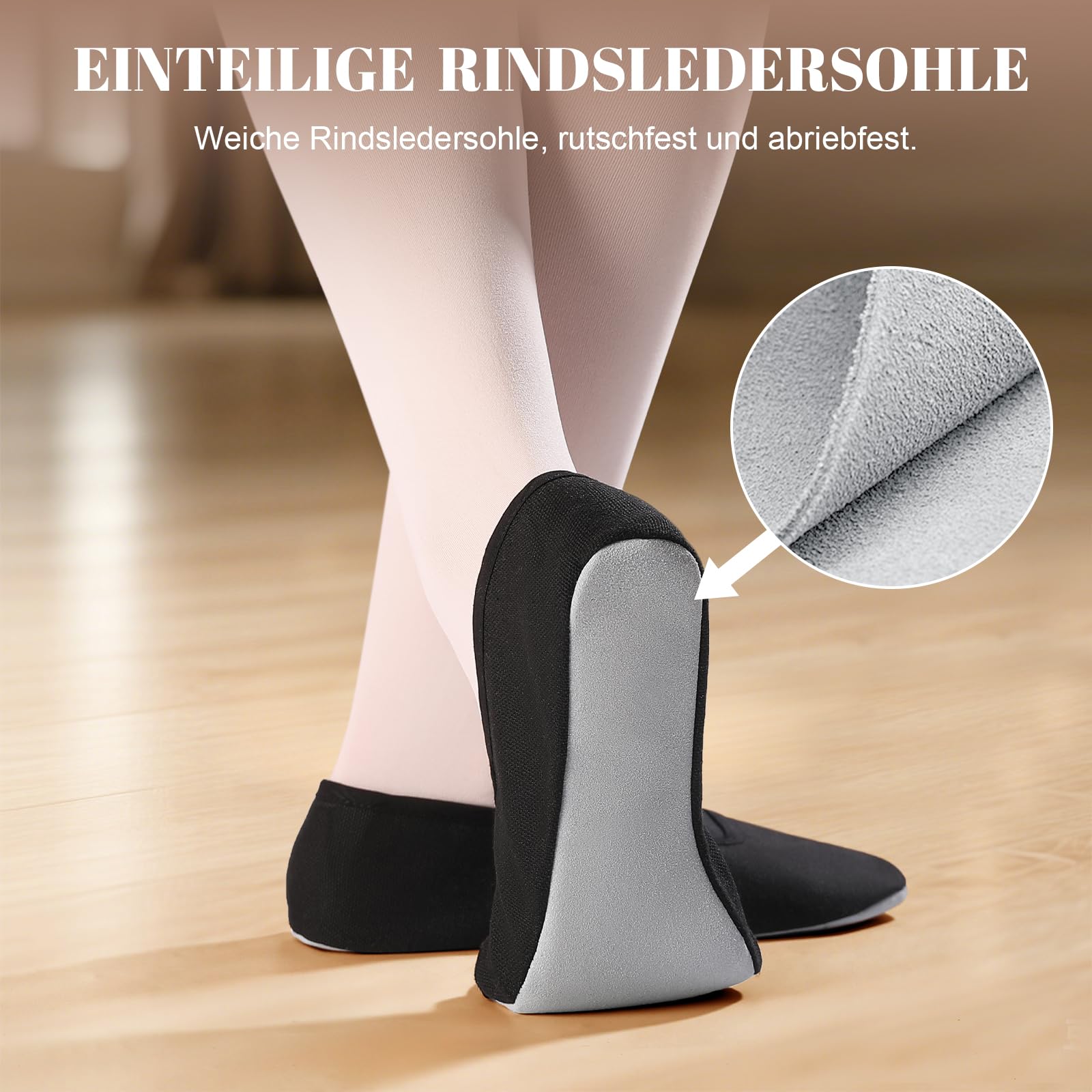 Unisex Turnschläppchen Mädchen Jungen Atmungsaktives Canves Gymnastikschuhe Damen Rindsleder Sohle Schläppchen Kinder Baumwollfutter Turnschlappen mit Breitem Gummiband Turnpatschen für Gymnastik Yoga