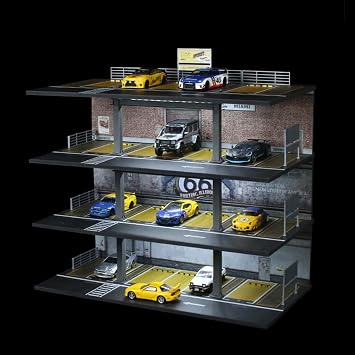 1/64 Scale Die-cast Model Car Display Case Organizer - Parking Garage Diorama Compatible with Hot Wheels Matchbox Mini GT,for Toy Car Display and Storage 20 Parking Spaces Mix