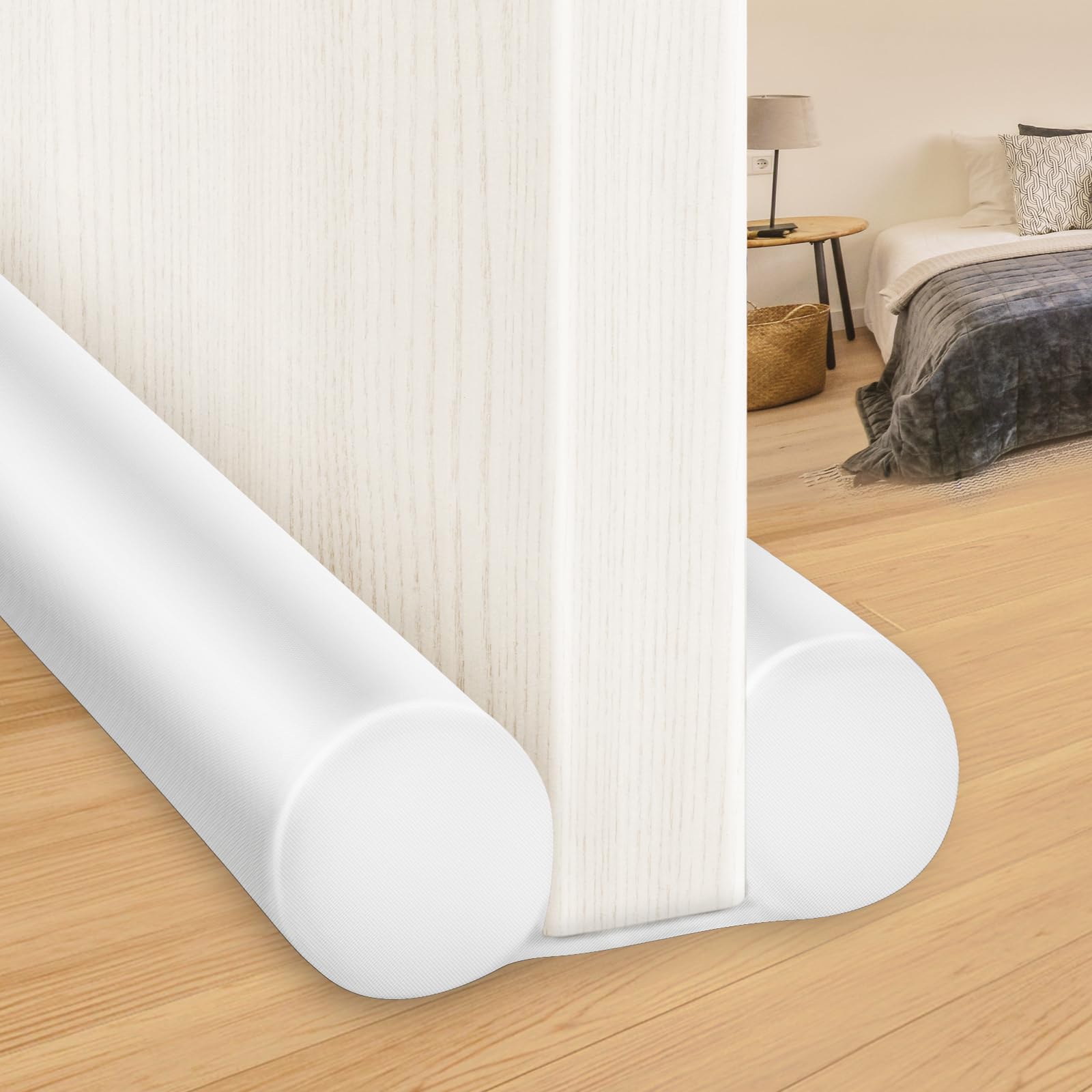 MAXTID Under Door Draft Stopper White 32Inch, Weather Stripping Door Seal, Door Sweep for Exterior & Interior Doors Door Bottom Seal Dust and Noise