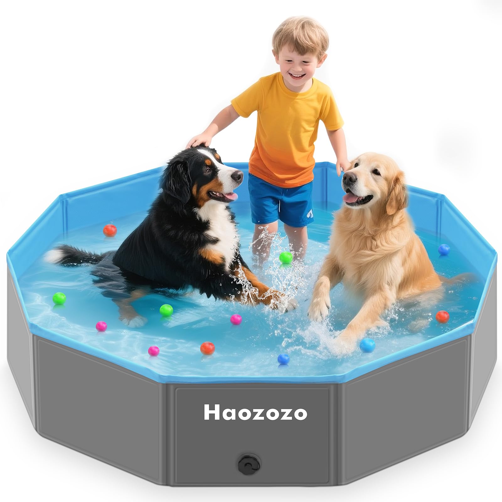 Faltbarer Hundepool 120x30 cm, Robustes Hundepool für große Hunde aus Dauerhaft PVC, Hundebadewanne mit Rutschfester Basis – Ideal Planschbecken Aller Rassen im Garten oder Strand