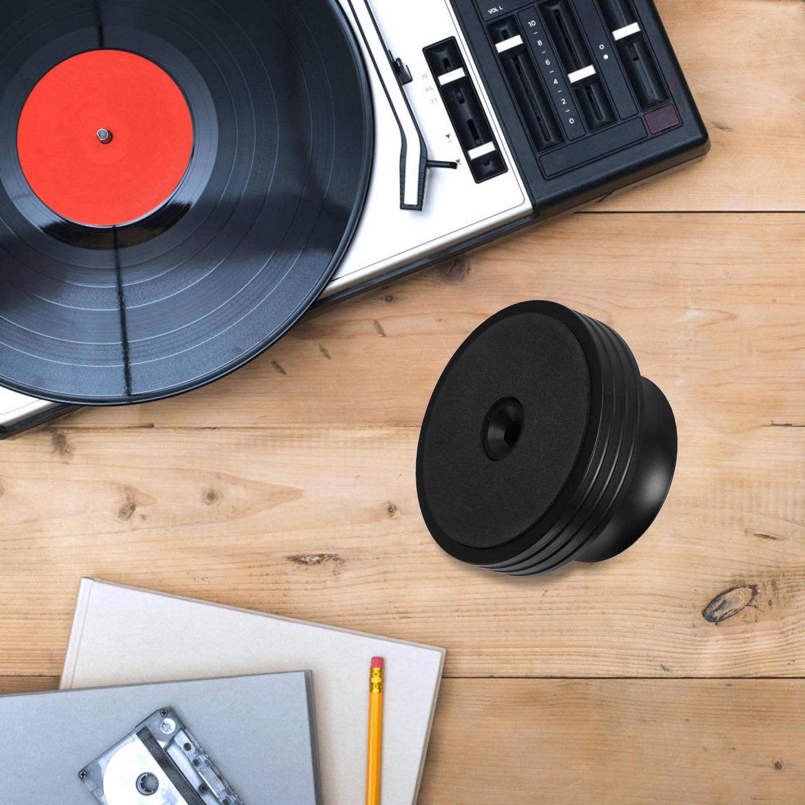 Alipis Estabilizador para Discos de Vinilo de Aluminio Negro 400 G Accesorio para Platos Giratorios Peso Antivibración para Mejorar Sonido y Reducir Resonancia