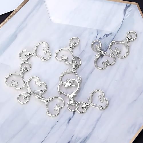 Miniatura 7 de Juego de 150 ganchos giratorios en forma de corazón, clip de metal con resorte para llavero, cierre de langosta, llaveros divididos con cadena y