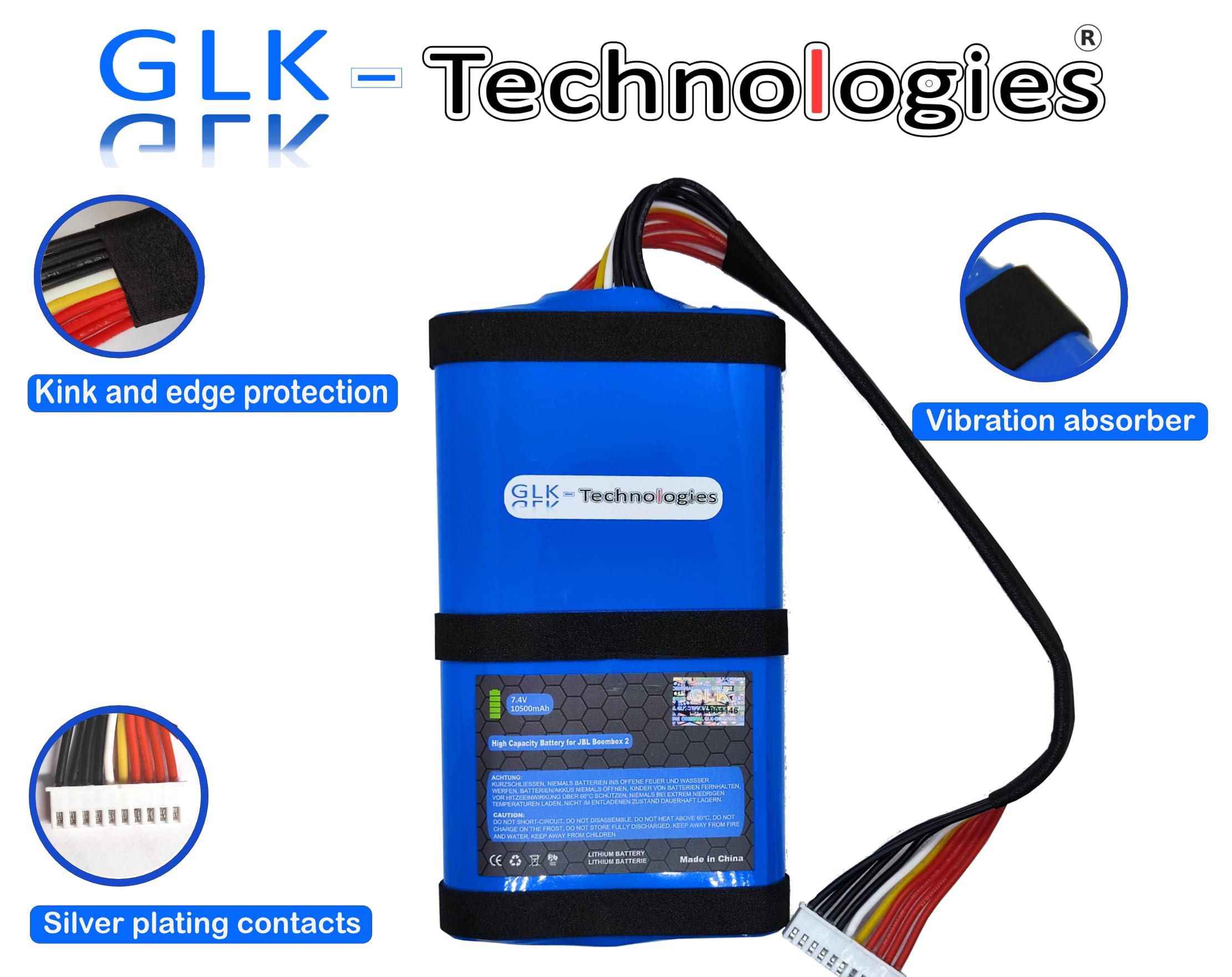 GLK-Technologies® JBL Boombox 2 High Power Ersatzakku Battery SUN-INTE-213, SUN-INTE-268 | 10500mAh Akku | inkl. Werkzeug Set Kit NUE