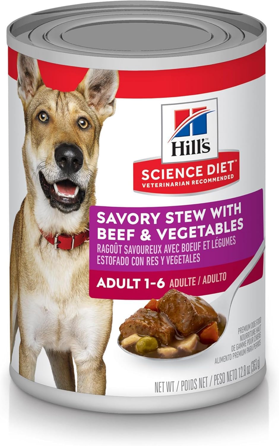 Hill's Science Diet Adult 1-6, Premium Nutrition, Wet Dog Food, Beef & Vegetables Stew, 12.8 oz Can, Case of 12 image 5