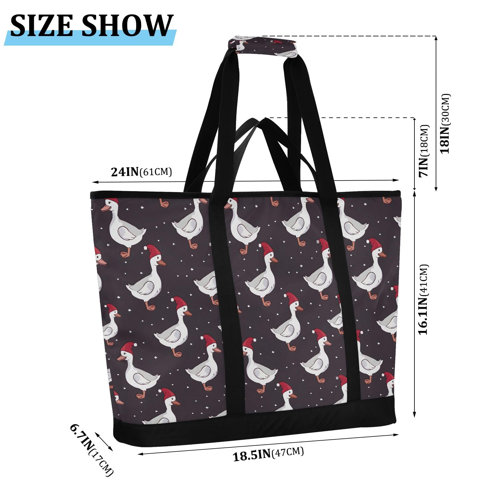 Christmas Ducks - Bolsa térmica térmica reutilizable con cremallera, bolsa térmica grande portátil para viajes o camping