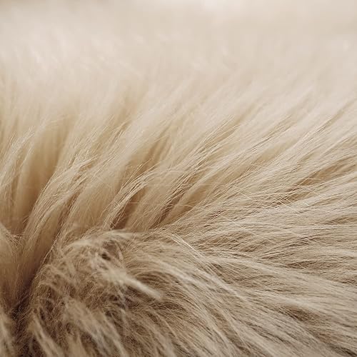 Miniatura 7 de SERISSA - Alfombra de piel sintética suave de oveja color beige, mullida, funda para silla, tapete mullido para asiento, alfombra esponjosa junto al