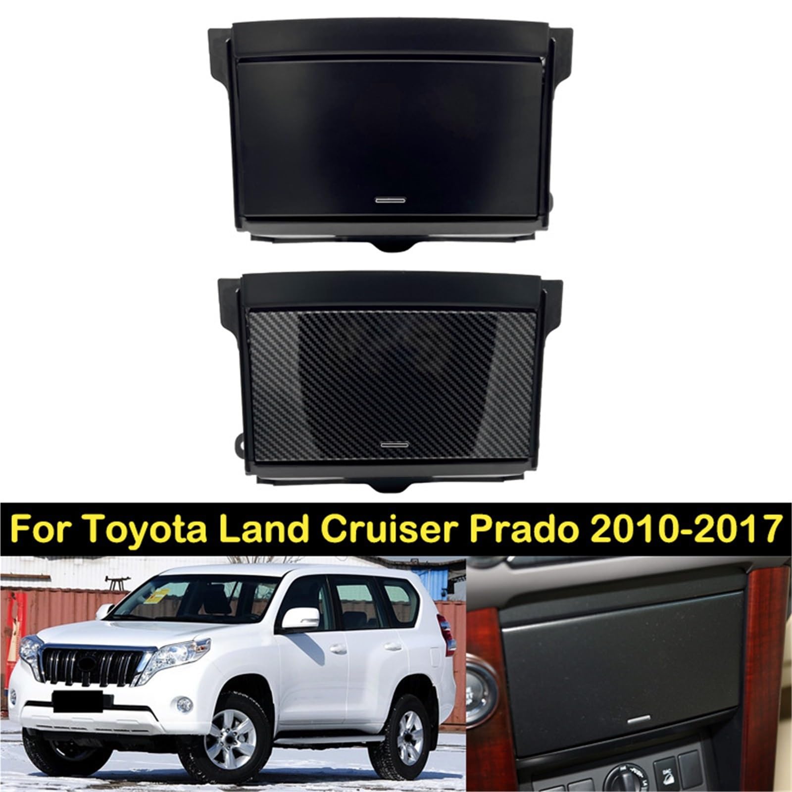 Folia na panel‌ Okleina skrzynia biegów‌ Skrzynka na drobiazgi samochodowe pasująca do Toyota Land Cruiser Prado 2010-2017 Schowek na rękawiczki w konsoli środkowej Wnętrze(Carbon grain)
