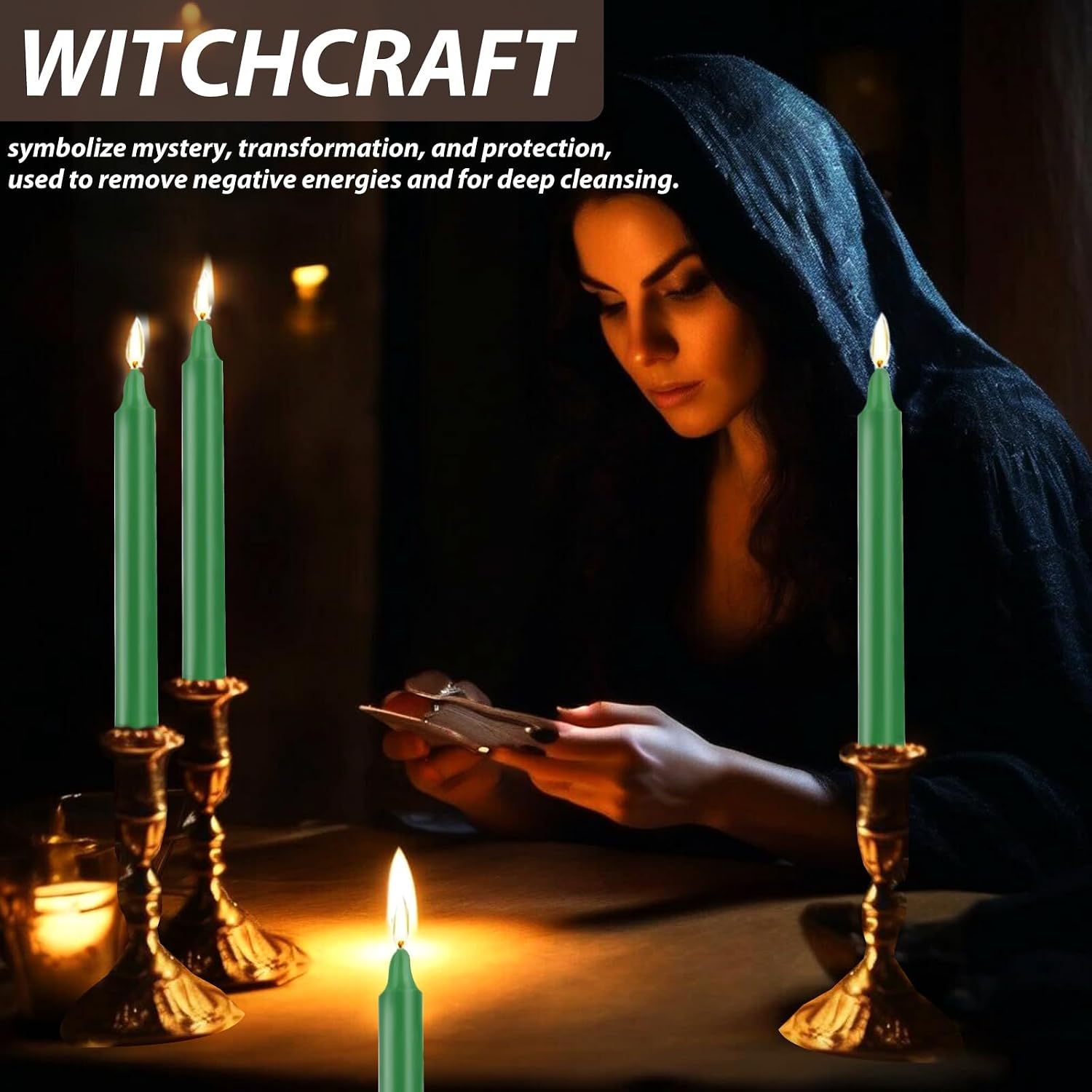 24 Pack Green Spell Chime Candles – Premium Mini Unscented Taper Candles for Rituals, Prayer, Meditation, Altar, Spells – 4" Tall – Ideal for Witches & Spiritual Practices thumbnail
