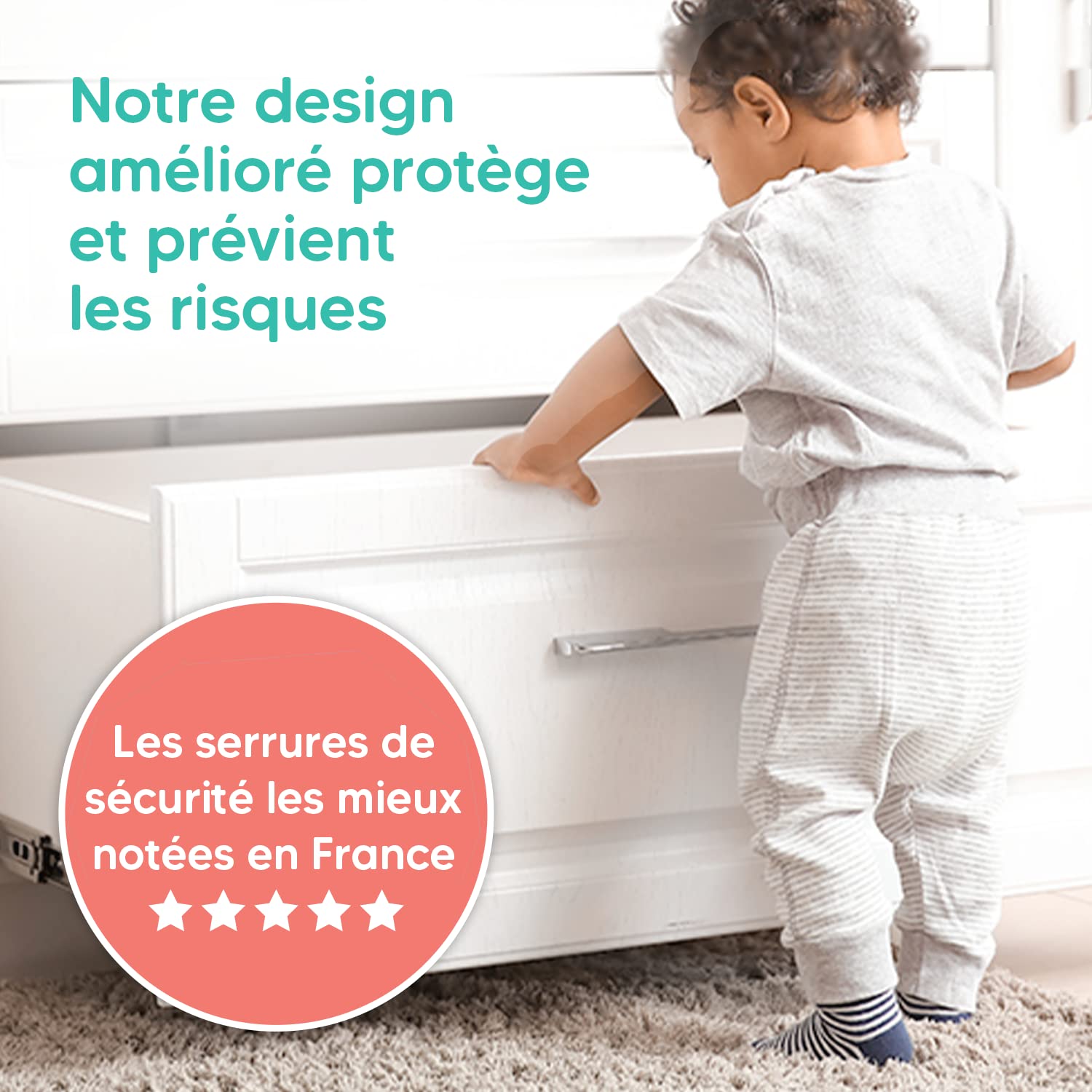 Aycorn Verrous Magnétiques de Sécurité pour Bébés et Enfants, 10 loquets aimantés et 2 clés, Bloque Porte Placard - Installation rapide et sans vis - Serrure invisible pour tiroirs, placards et portes