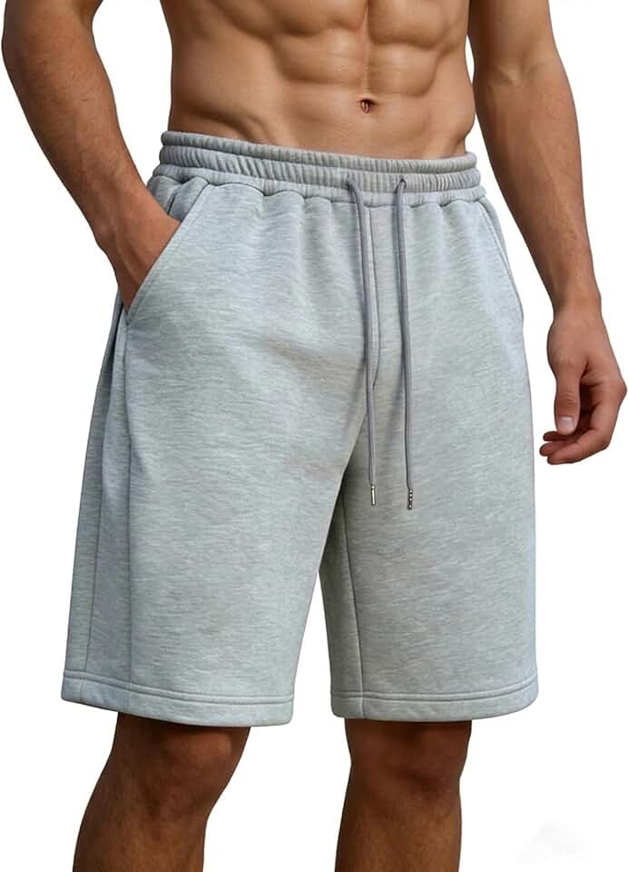 Men's Wide Leg Pleated Baggy Sweat Shorts