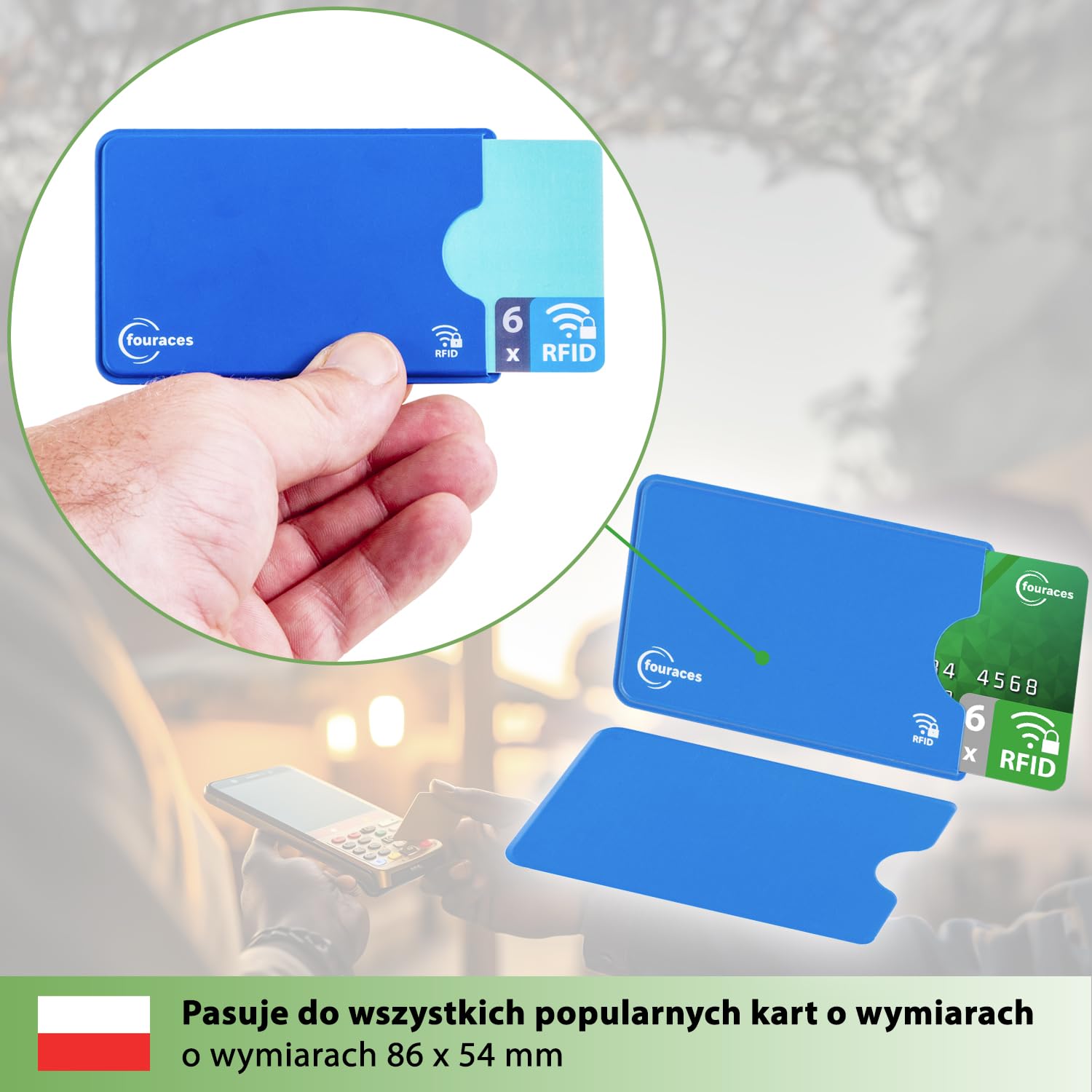 fouraces 6x etui ochronne z blokadą RFID – różne kolory – zabezpieczenie przed kradzieżą danych – etui NFC – etui na karty kredytowe i karty EC, etui na karty EC na karty bankowe