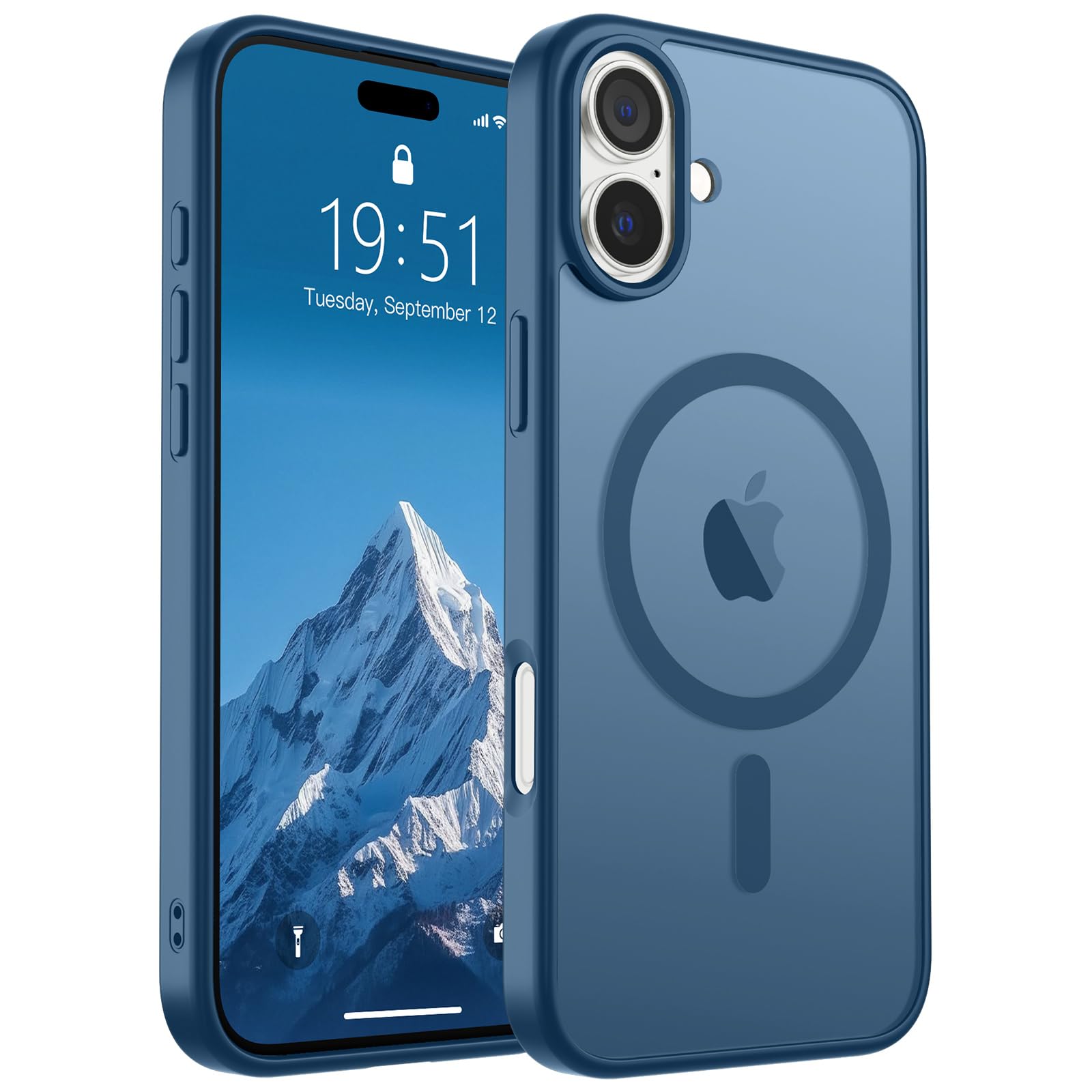 SUPFINE Magnetic for iPhone 16 Case (Compatible with MagSafe) (Military Grade Drop Protection) Slim Translucent Matte Shockproof with Anti-Fingerprint Phone Case,Deep Blue Deep Blue iPhone 16