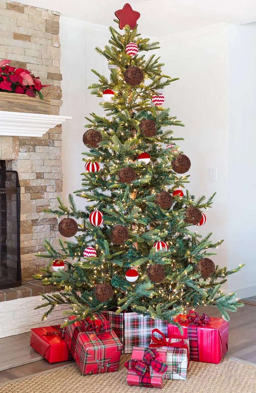 Oairse Bolas de Navidad grandes de 10 cm, 6 bolas de bronce inastillables para árbol, decoración de Navidad, vacaciones, boda, fiesta