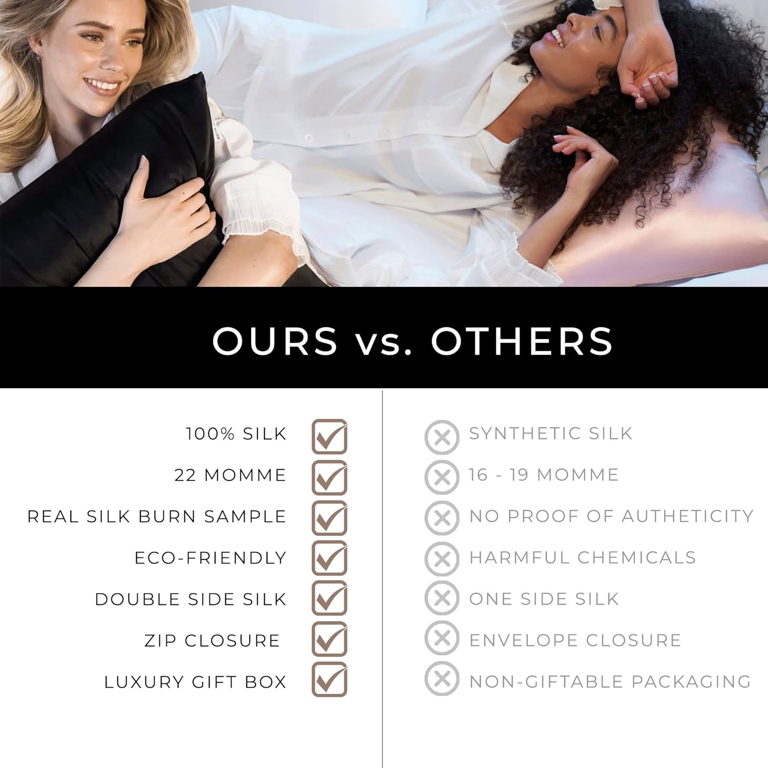 GOLDEN HOUR 100% Mulberry Silk Pillowcase for Hair and Skin – King Size Highest Grade 22 Momme Real Silk Pillowcase with Zipper Closure, Gift-Box Ready – Beige Gold