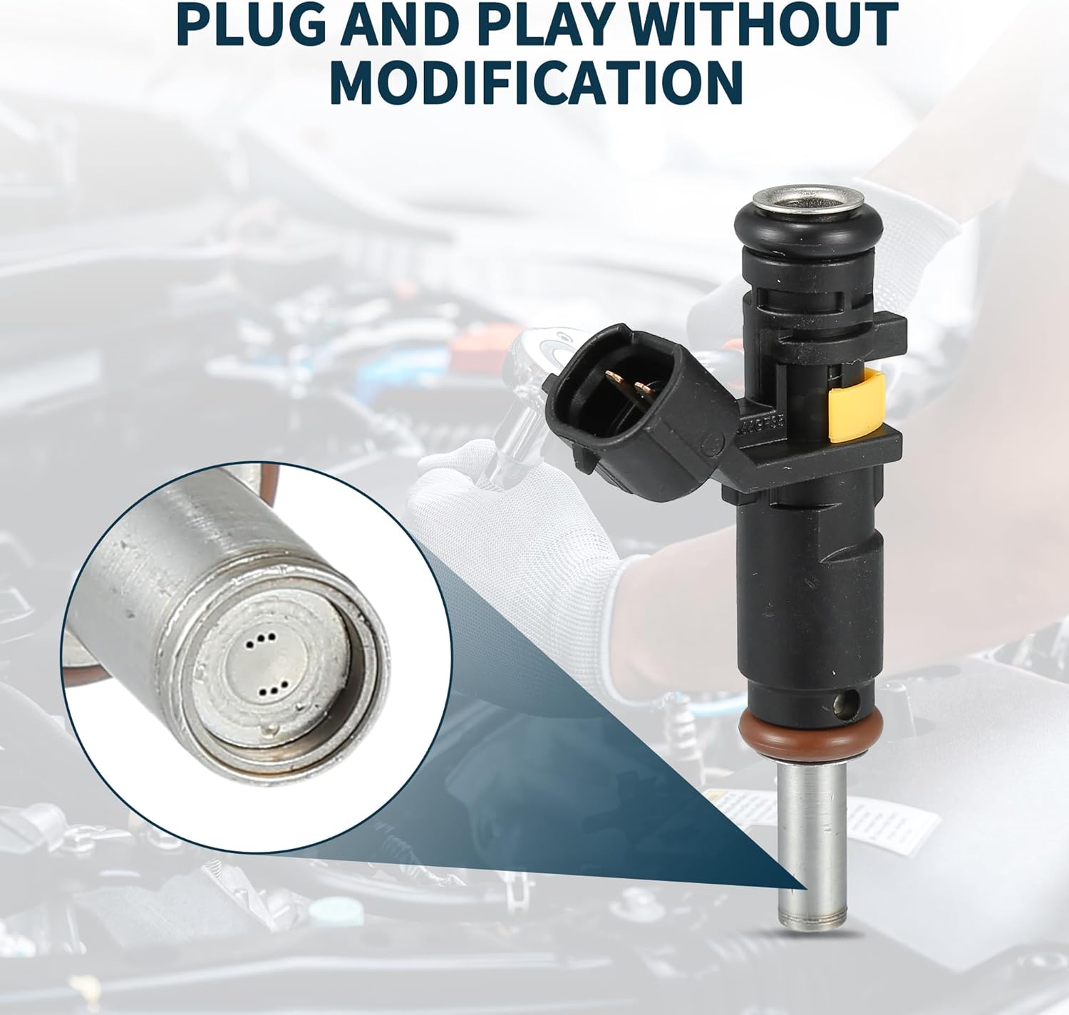 No.13537528176 Fuel Injector 6 Holes Disc for Mini Cooper Base 1.6L without Turbo 2007-2015 for Mini Cooper Clubman Base 1.6L 2008-2014 4 Pcs