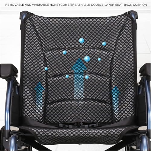 Miniatura 7 de Silla de ruedas reclinable plegable de 20 pulgadas, ruedas traseras y retrocesos elevadores y ancho del asiento de 18 pulgadas, 220 libras, color