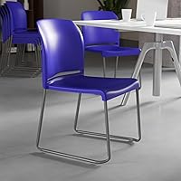 Vista 5 de Flash Furniture Hercules Series - Silla apilable contorneada con respaldo completo, color azul de 880 libras, con base de trineo recubierto de polvo