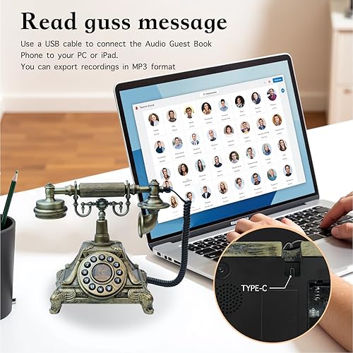 Miniatura 5 de Libro de invitados de audio, teléfono de boda, teléfono de audio, estilo vintage, mensaje de audio para graduación, fiesta de jubilación,