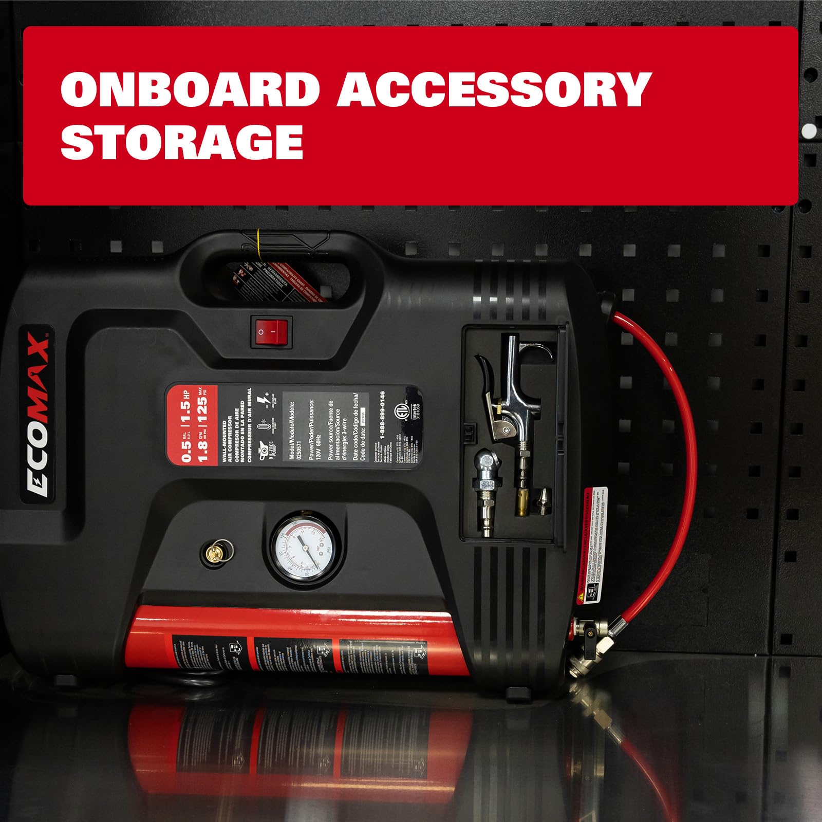ECOMAX Air Compressor - 30ft Hose & Accessories -2