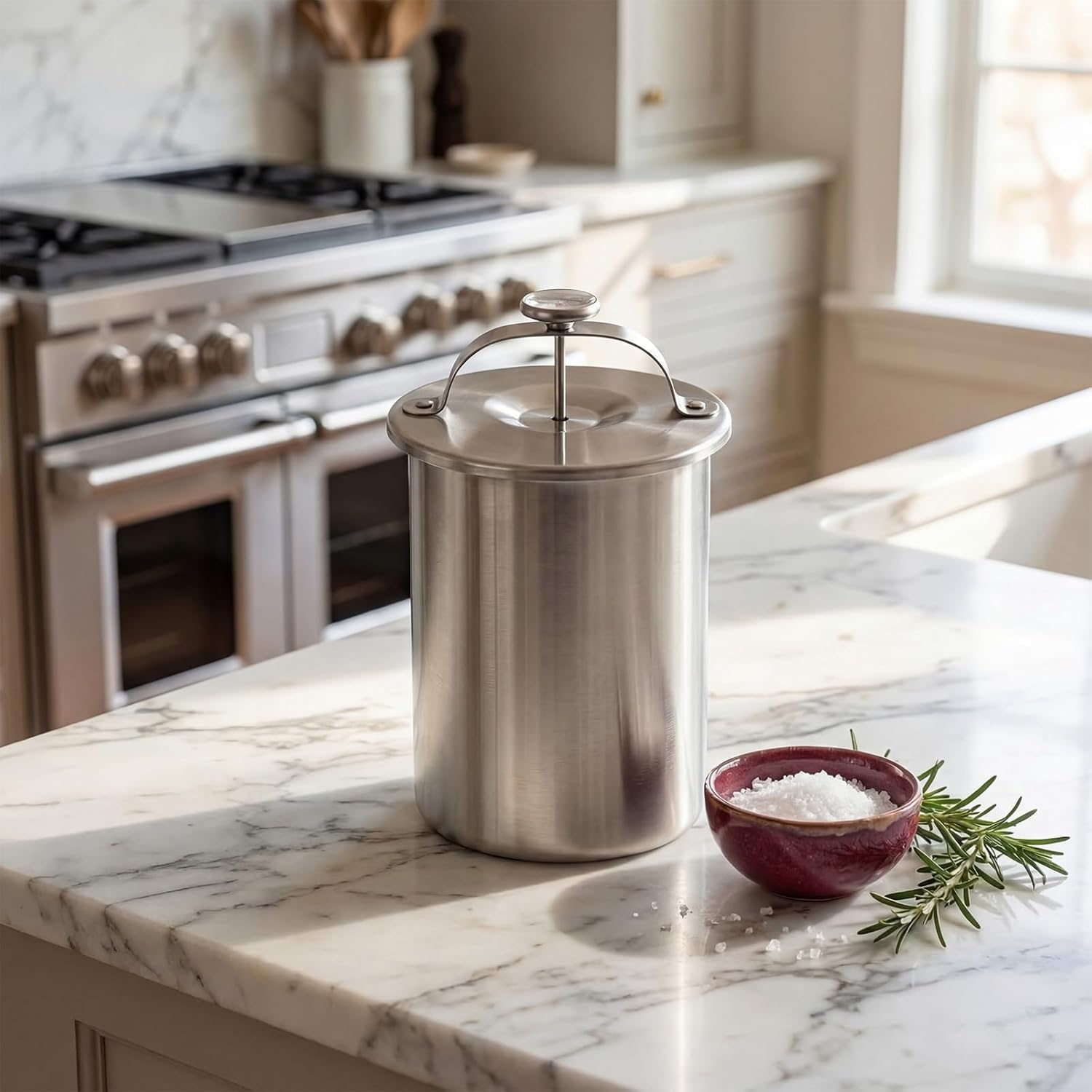 Deli Meat Press Stainless Steel with Thermometer - 1 to 1.2 Kg Lunch Meat Press Mold for Deli Meats Homemade Ham Maker Lunch Meats Presss for Making Sandwich, Delimeat, Lunchmeat (With Press)