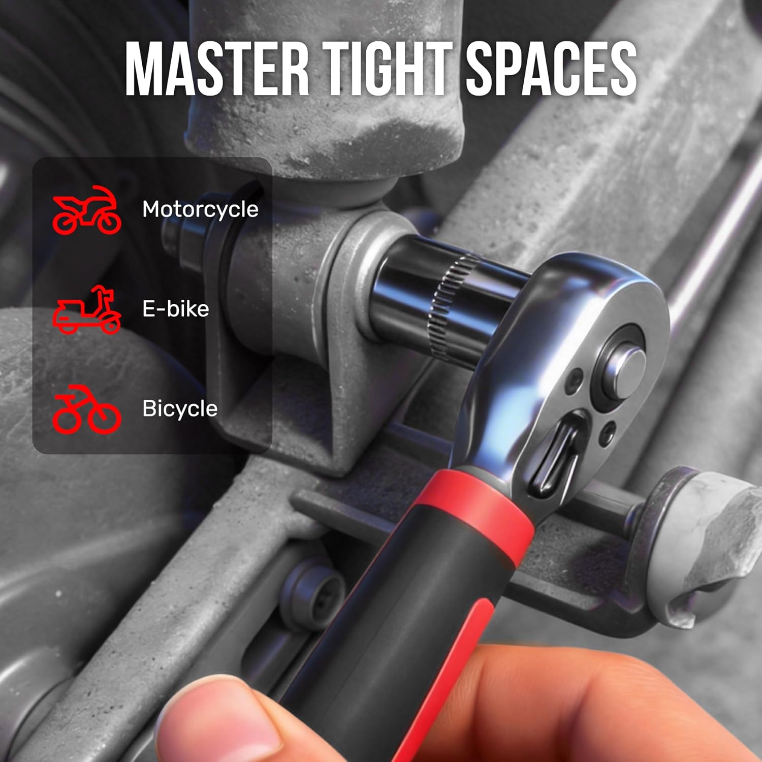48 Pcs 1/4" Drive Ratchet Socket Wrench & Screwdriver Bit Set with 72 Tooth Ratchet (5° Swing Arc), 2" Extension Bar, Magnetic Bit Holder & Tool Box for Home, Auto, Motorcycle & Bike Repair