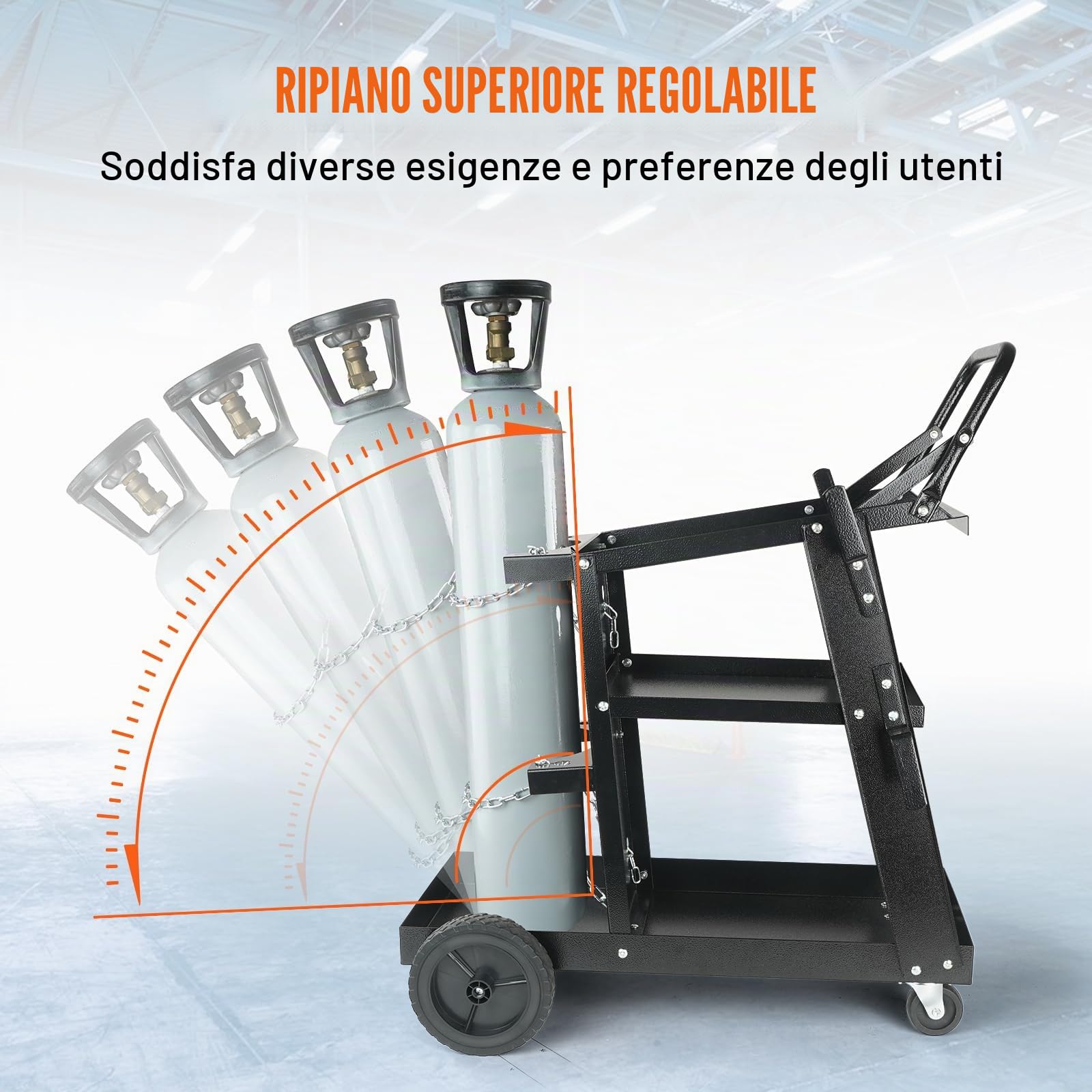 VEVOR Carrello per Saldatura a 3 Ripiani Carrello per Trasporto Saldatrice con Ruote Carico Massimo 168-181 kg Carrello per Attrezzatura di Saldatura MIG TIG ARC MMA Taglierina al Plasma da Officina