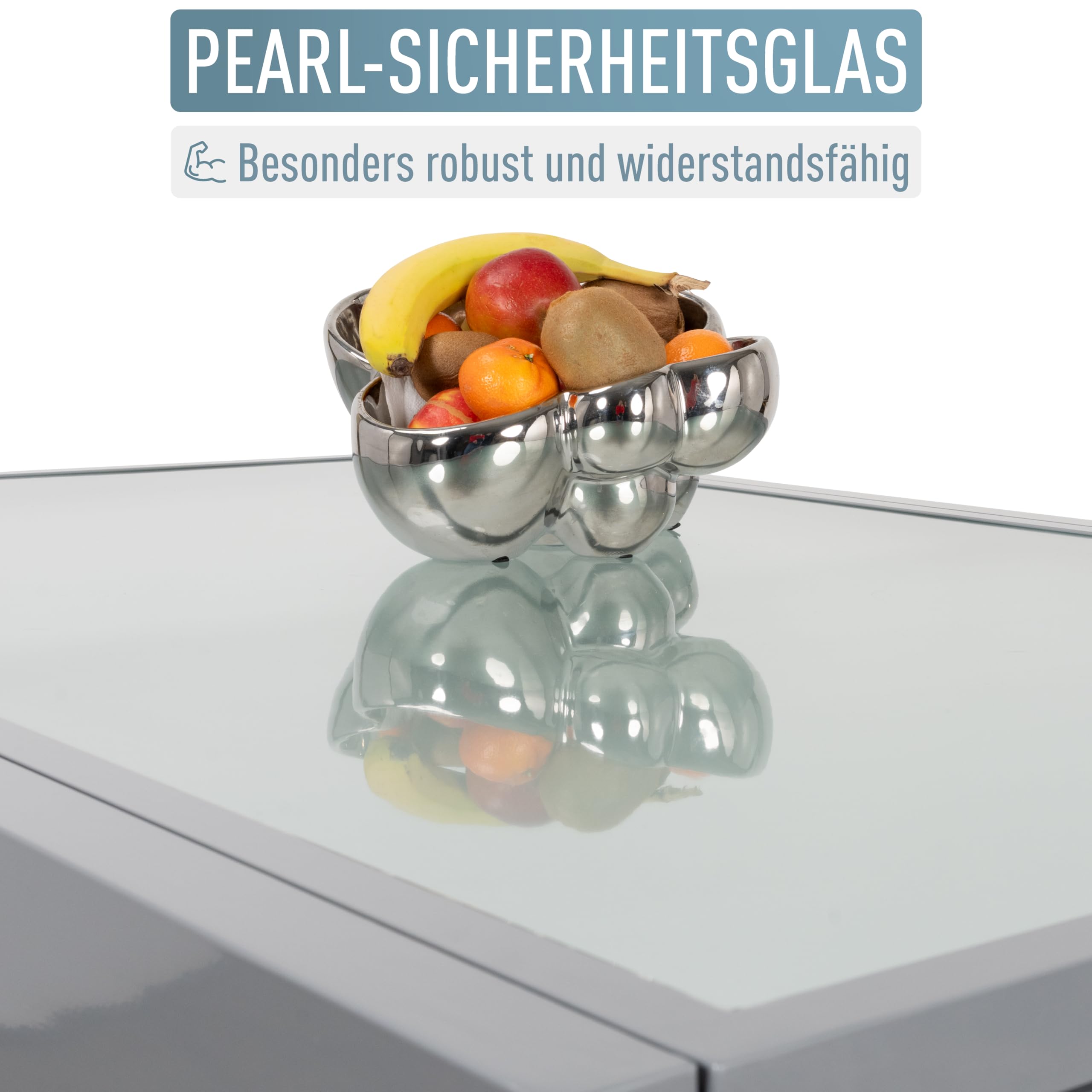 ib style Gartentisch Diplomat XXL, Outdoor Ausziehtisch, Aluminium Esstisch, Balkonmöbel, Gartenmöbel, Tischplatte aus Sicherheits Glas, Ausziehbar, 135-270 cm, Silber