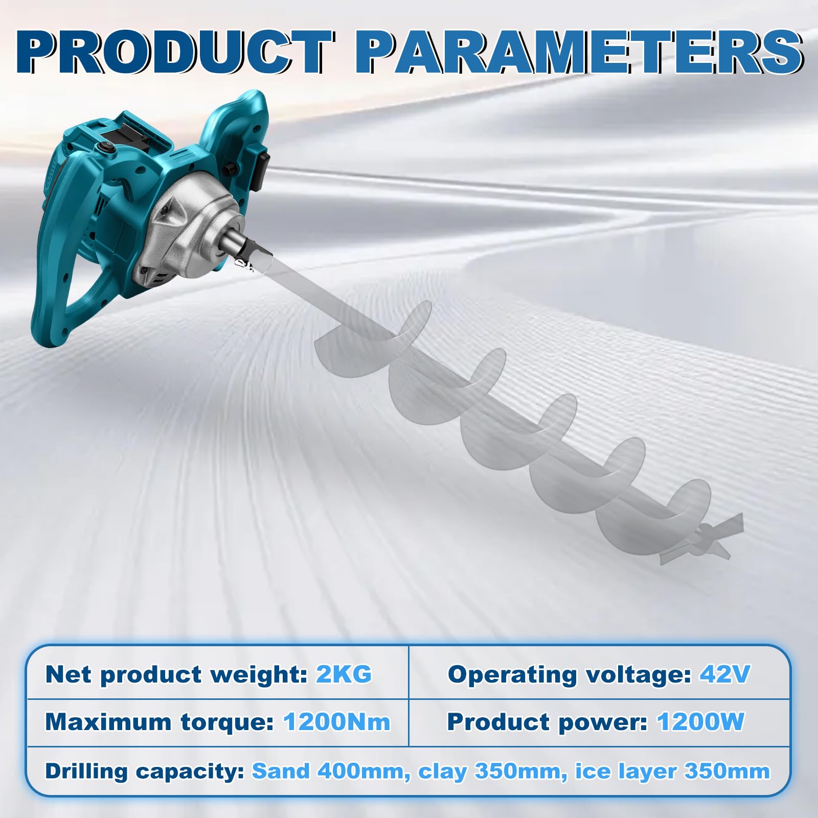 Akku Erdbohrer Kompatibel mit Makita 18V Akku, 1200W Bürstenloser Erdlochbohrer Pfahlbohrer Vloerboor mit 20mm Erdbohrer Adapter für Pfahlbohrer, Zaunbau und Garten (Ohne Bohrer & Batterie)